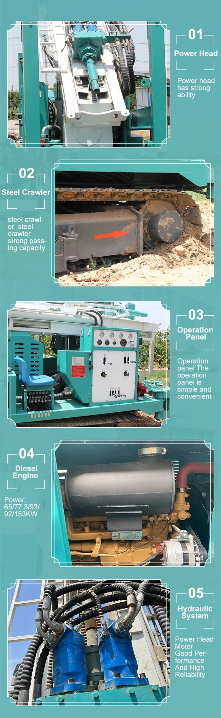 200m/300m/400m/600m Mobile Crawler Equipment Hydraulic Portable Borehole Water Drilling Machine Deep Water Well Drilling Rig